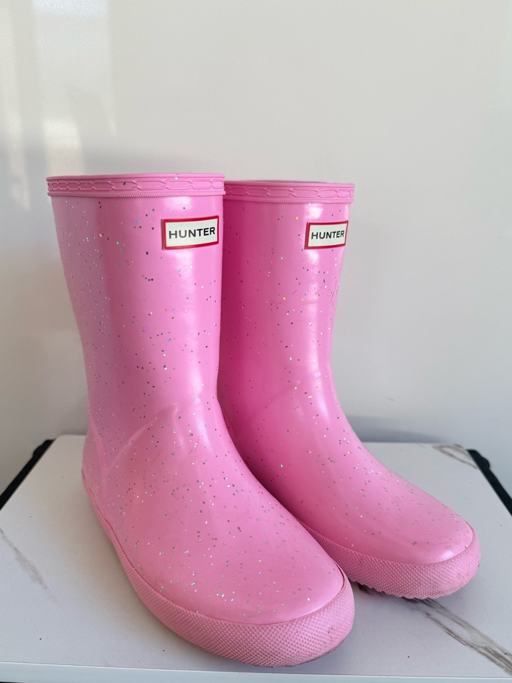 Hunter Original First Classic Giant Glitter Wellington Boots, Size 3